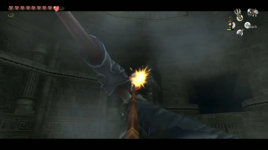 An arrow bursting against the Death Sword in Arbiter's Grounds An arrow bursting against the Death Sword in Arbiter's Grounds