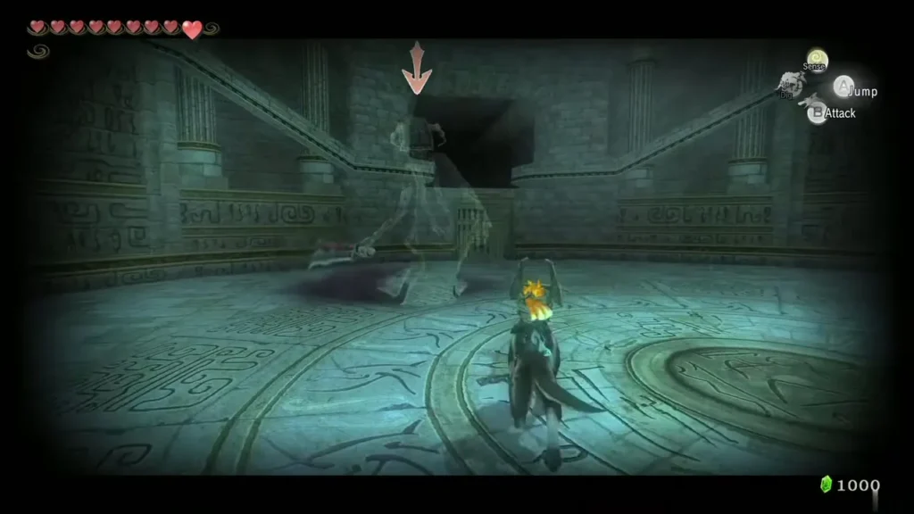 The Death Sword jammed into the arena floor with a target marker The Death Sword jammed into the arena floor with a target marker