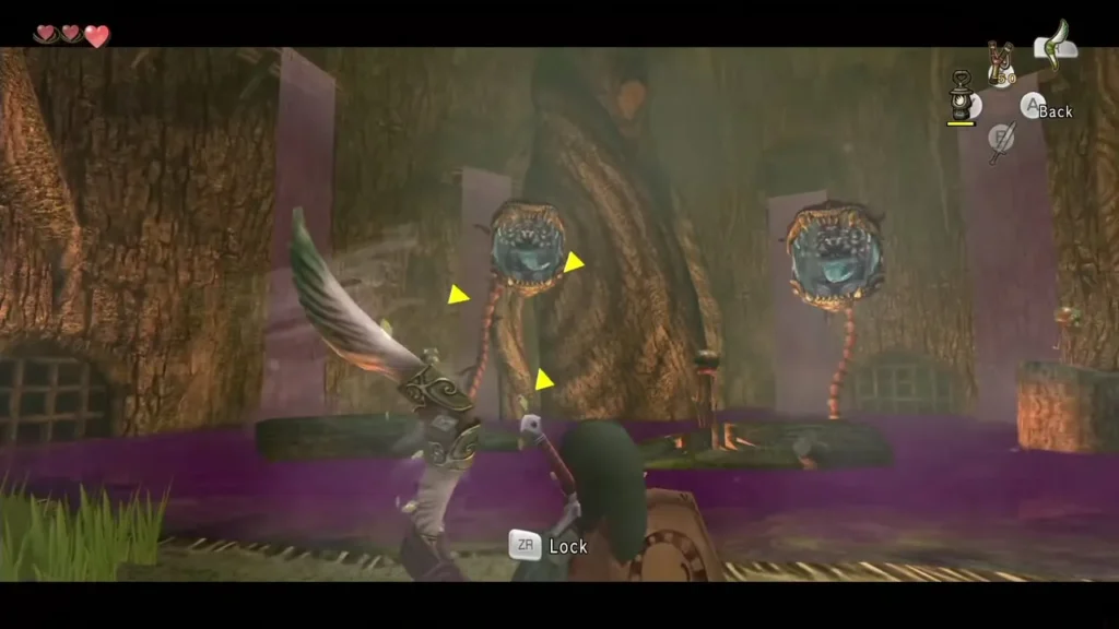 Link locking the Gale Boomerang onto one of Diababa's heads Link locking the Gale Boomerang onto one of Diababa's heads