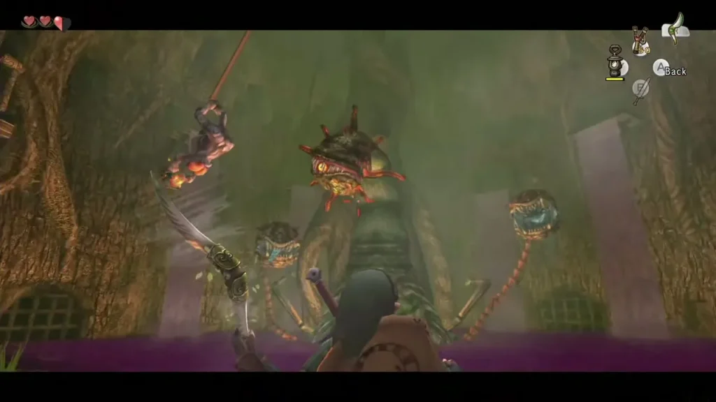 Diababa main head rising over the pool beside a lit bomb on a rope Diababa main head rising over the pool beside a lit bomb on a rope