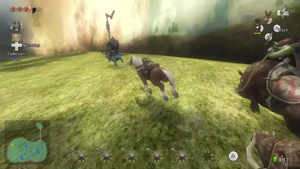 Link on Epona galloping alongside King Bulblin riding his boar Link on Epona galloping alongside King Bulblin riding his boar