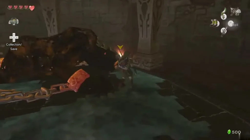 Fyrus collapsed on the floor while Link stands nearby Fyrus collapsed on the floor while Link stands nearby
