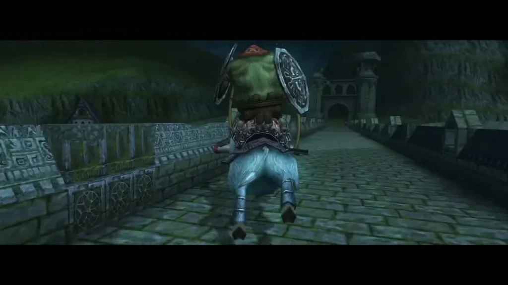 King Bulblin riding ahead on the stone bridge at night King Bulblin riding ahead on the stone bridge at night