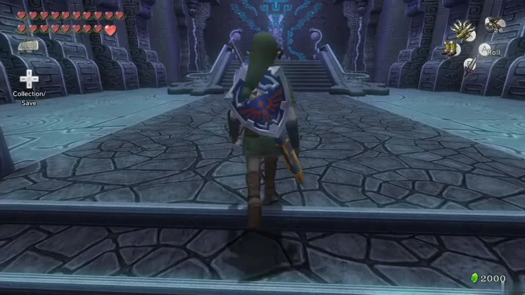 Link walking up the steps toward Zant on his throne in the Palace of Twilight Link walking up the steps toward Zant on his throne in the Palace of Twilight