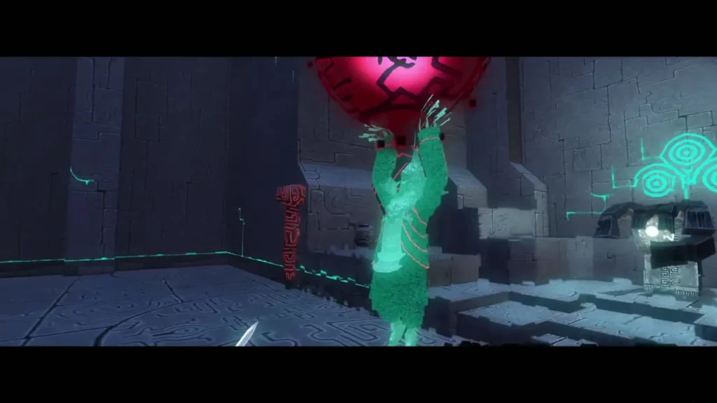 Phantom Zant holding a red dark matter ball overhead in the Palace of Twilight Phantom Zant holding a red dark matter ball overhead in the Palace of Twilight