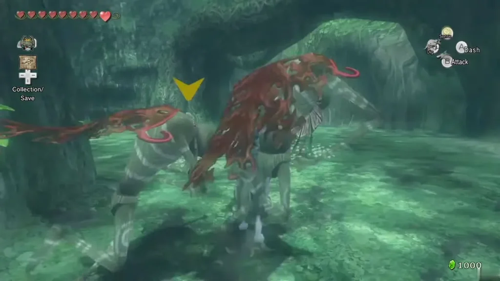 Link as a wolf fighting red Puppets in the Sacred Grove Link as a wolf fighting red Puppets in the Sacred Grove