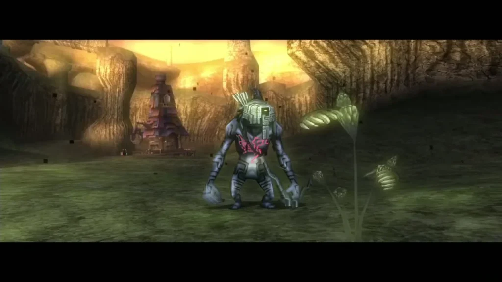 Shadow Bulblin archer with a bow standing in the Lake Hylia Twilight field Shadow Bulblin archer with a bow standing in the Lake Hylia Twilight field