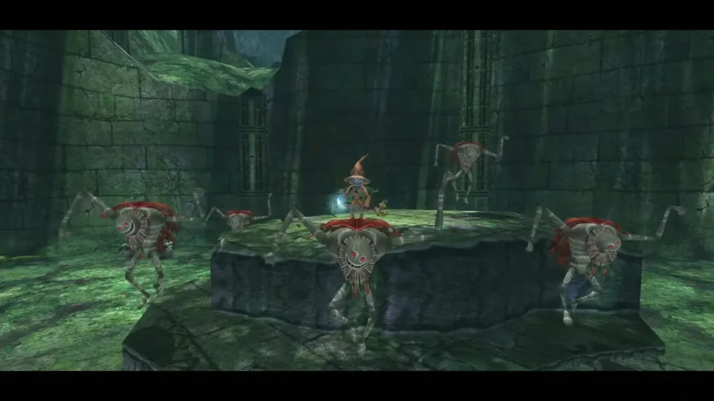 Skull Kid on a ledge surrounded by attacking Puppets Skull Kid on a ledge surrounded by attacking Puppets