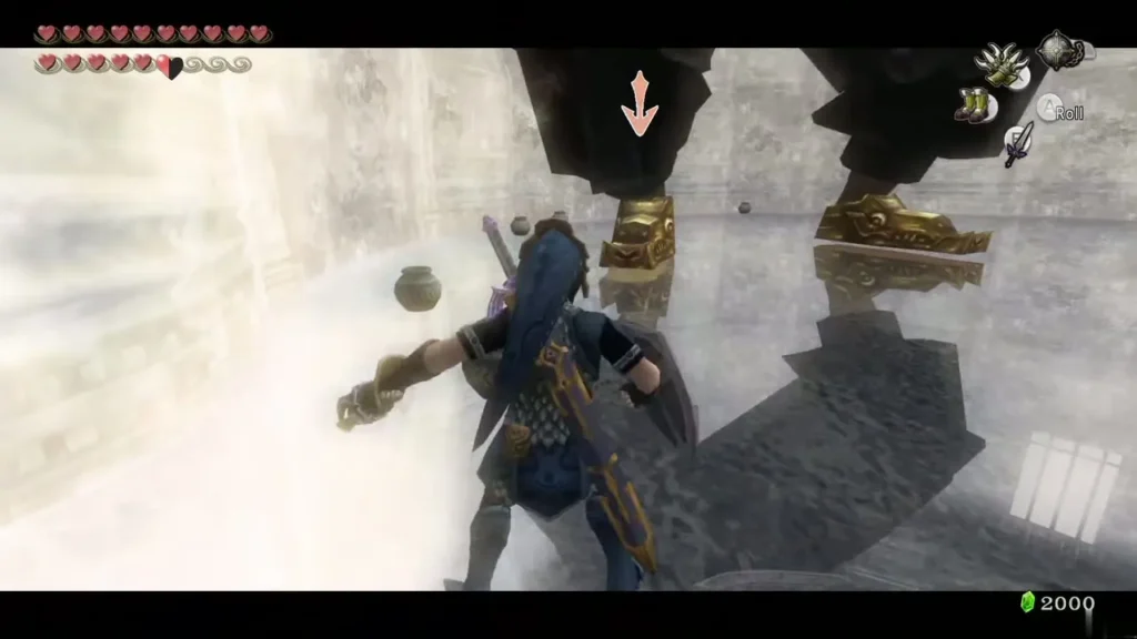Link beneath Zant's giant foot after he grows huge in the Snowpeak Ruins Link beneath Zant's giant foot after he grows huge in the Snowpeak Ruins