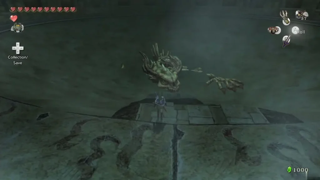 Stallord's skeletal head rising from the floor of the Arbiter's Grounds arena Stallord's skeletal head rising from the floor of the Arbiter's Grounds arena