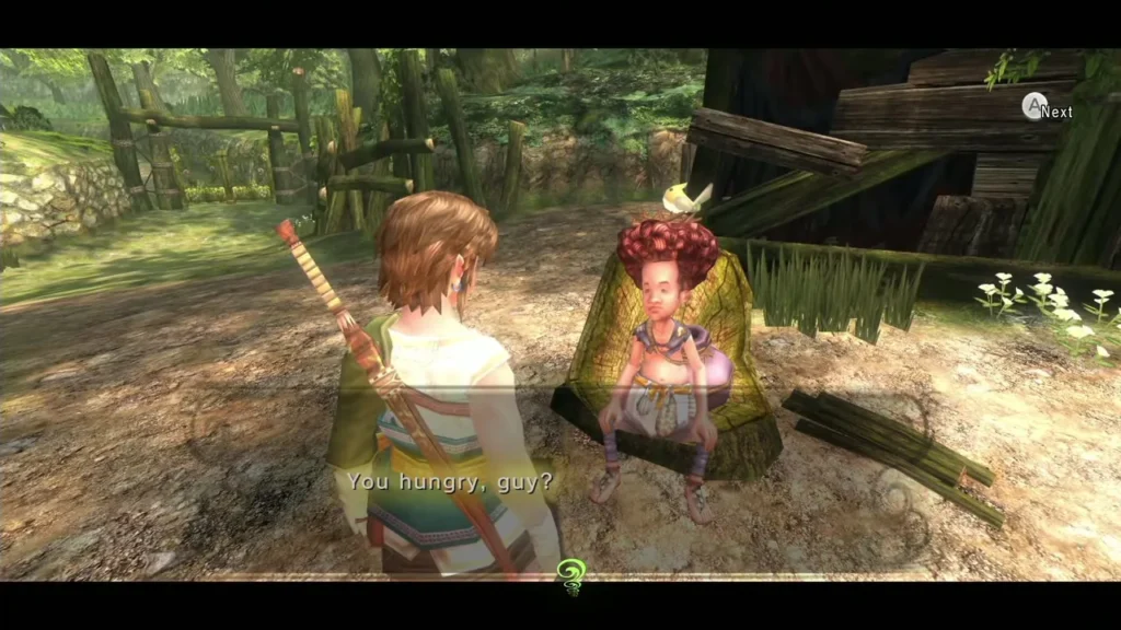 Coro sitting in his camp in South Faron Woods, speaking to Link Coro sitting in his camp in South Faron Woods, speaking to Link