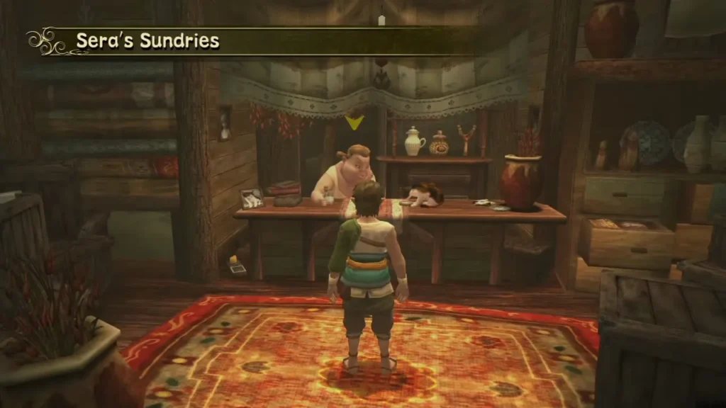 Sera's Sundries shop with Sera behind the counter Sera's Sundries shop with Sera behind the counter