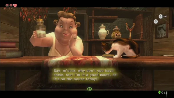 Link holding the bottle with the Ordon Goat Milk item message box Link holding the bottle with the Ordon Goat Milk item message box