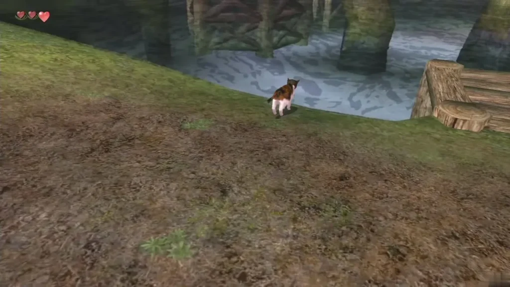 Sera's cat walking along the bank beside the water in Ordon Village Sera's cat walking along the bank beside the water in Ordon Village