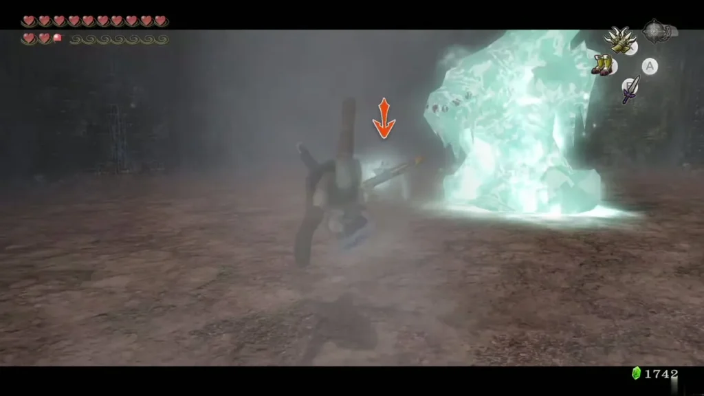 Link facing an ice Freezard on floor 35