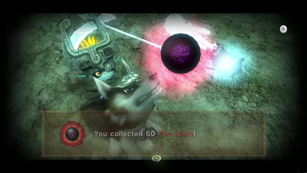 Message box announcing that Link has collected 60 Poe souls