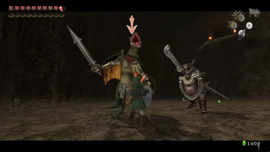 Link facing an Aeralfos and a Darknut in the floor 48 chamber