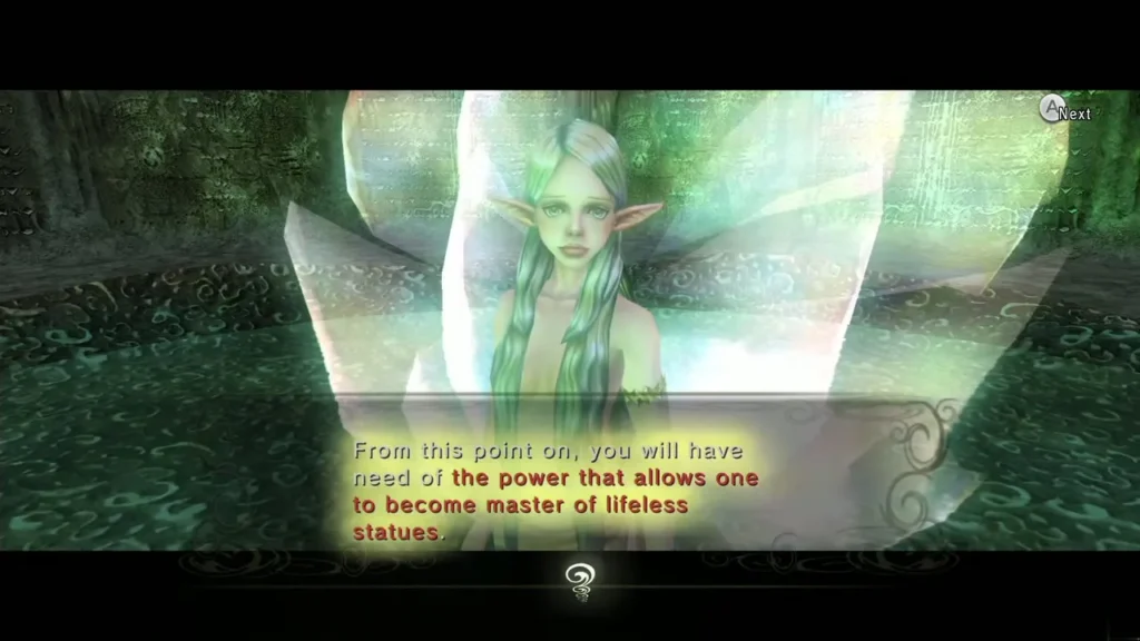 Great Fairy on floor 30 explaining the power to master lifeless statues