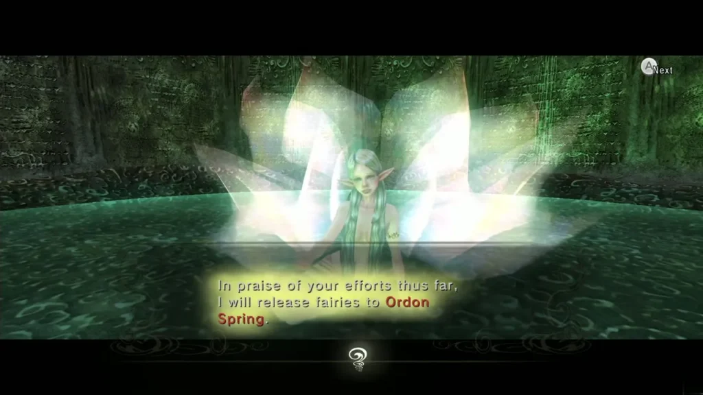 Great Fairy on floor 10 promising to release fairies to Ordon Spring