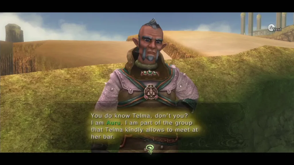 Auru in a lavender robe with face paint, speaking on a grassy desert ridge Auru in a lavender robe with face paint, speaking on a grassy desert ridge