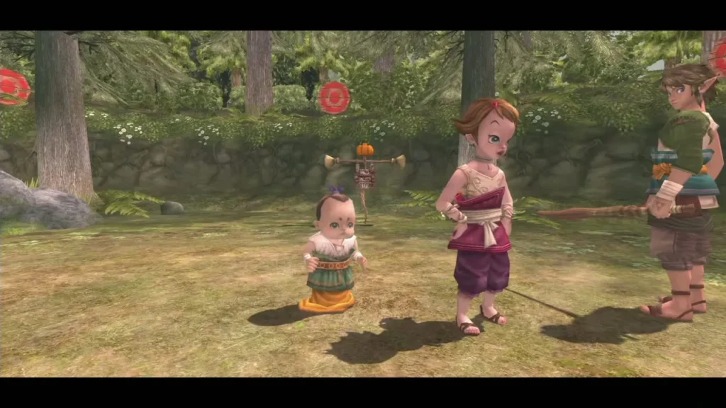 Beth and Malo standing in the forest beside Link Beth and Malo standing in the forest beside Link