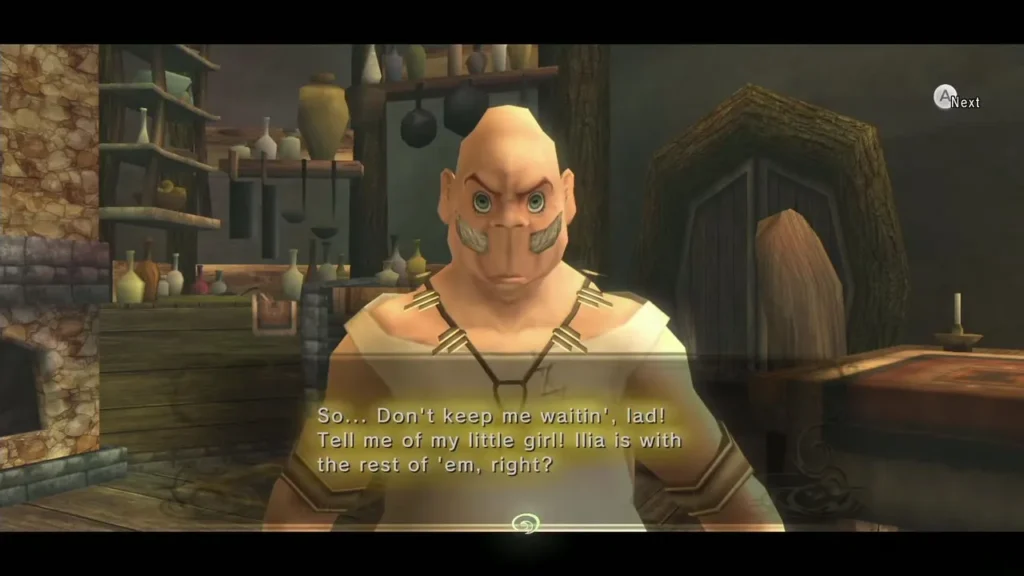 Mayor Bo in his house asking Link about Ilia and the children Mayor Bo in his house asking Link about Ilia and the children