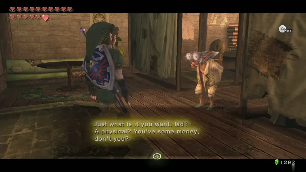 Doctor Borville asking Link what he wants in his clinic Doctor Borville asking Link what he wants in his clinic