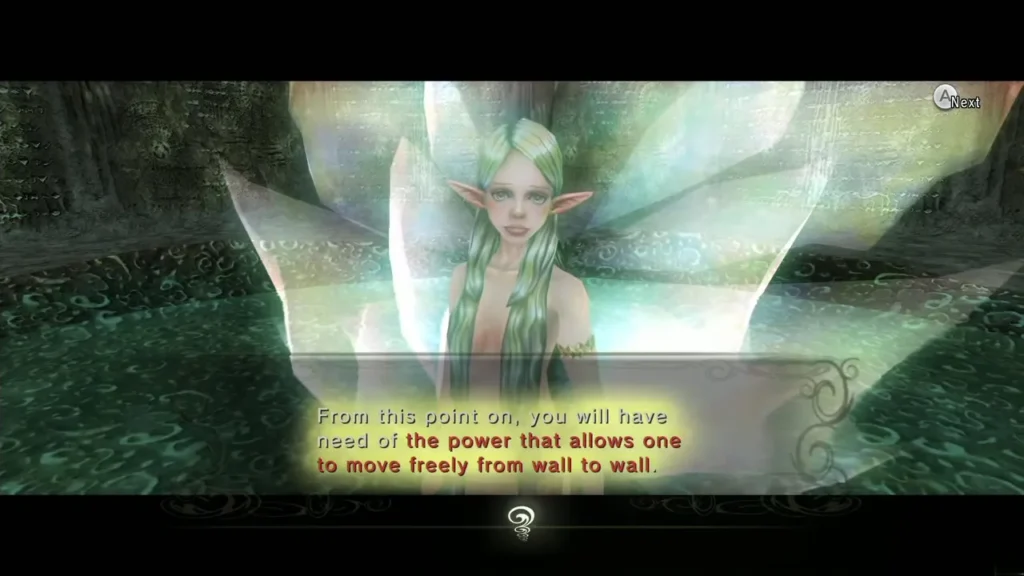 Great Fairy on floor 40 with a message box about moving freely from wall to wall Great Fairy on floor 40 with a message box about moving freely from wall to wall