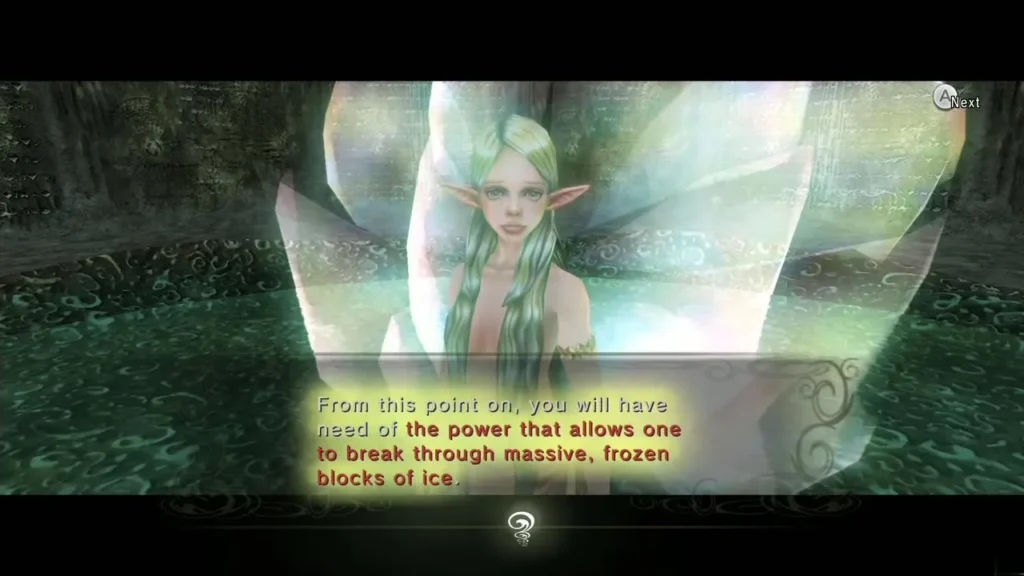 Great Fairy on floor 20 explaining the power needed to break frozen ice Great Fairy on floor 20 explaining the power needed to break frozen ice
