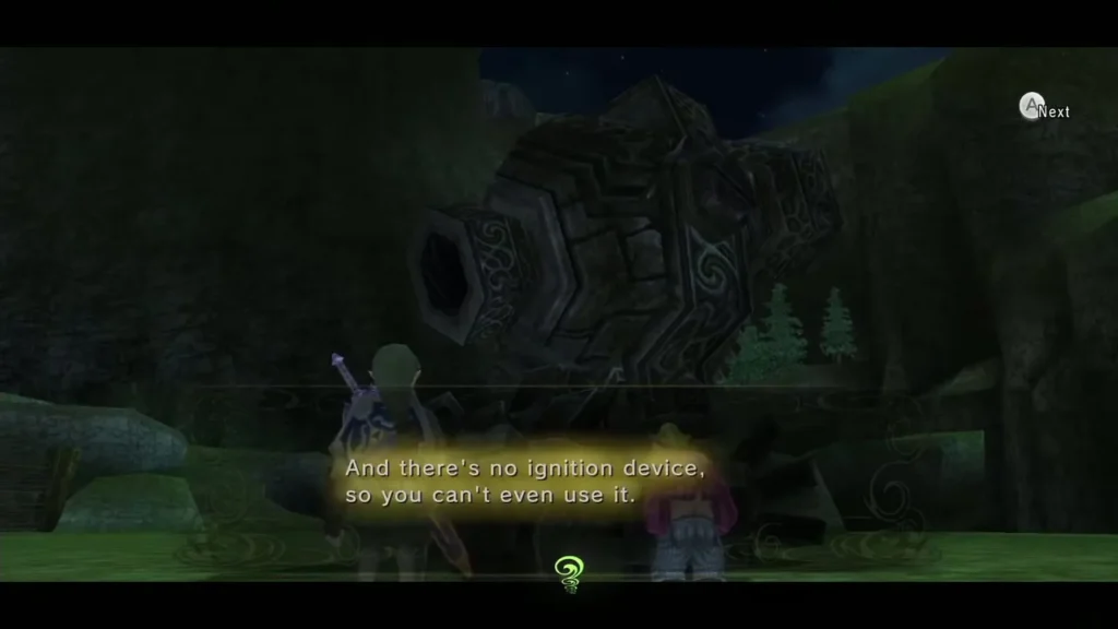 Fyer beside the broken Sky Cannon, saying there is no ignition device Fyer beside the broken Sky Cannon, saying there is no ignition device