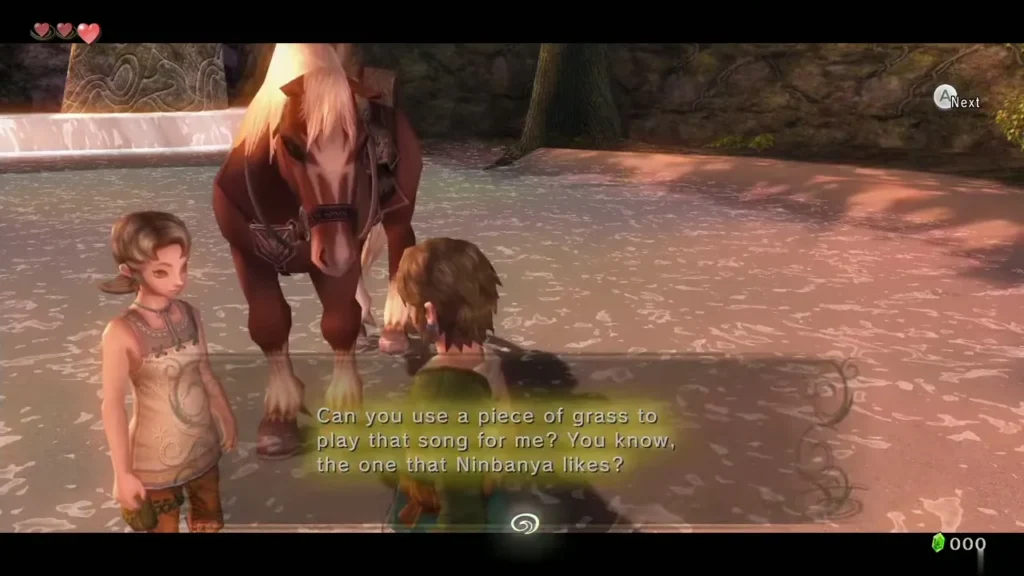Ilia talking with Link beside Epona at Ordon Spring Ilia talking with Link beside Epona at Ordon Spring