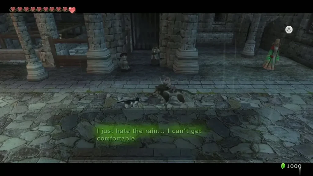 Louise the cat sitting on a rainy Castle Town street Louise the cat sitting on a rainy Castle Town street