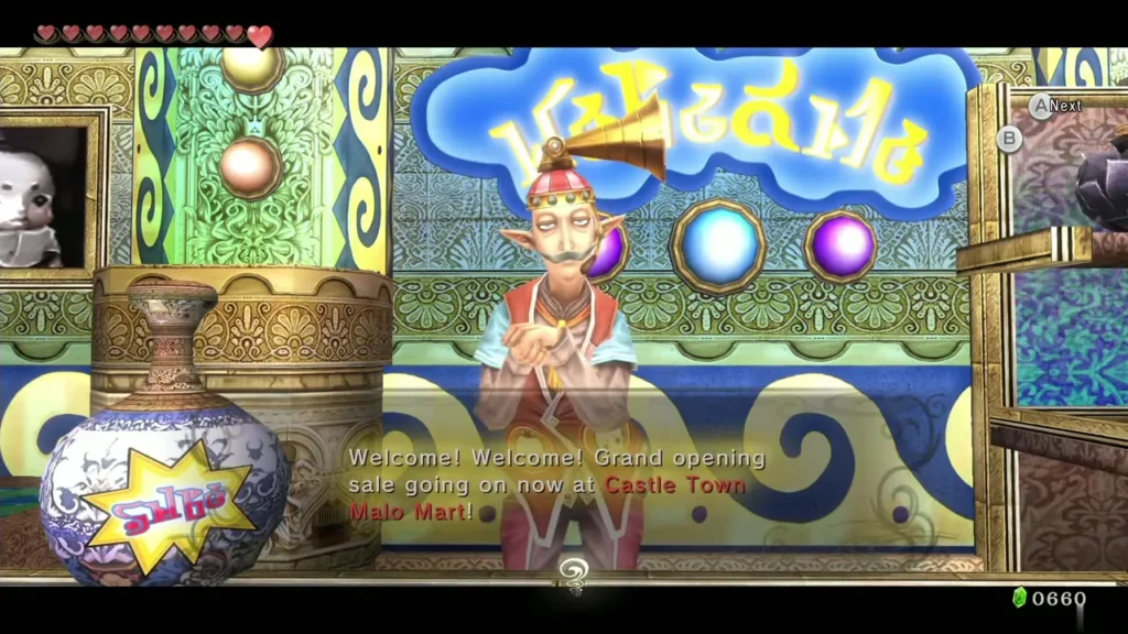 Malo Mart shopkeeper greeting Link at the Castle Town branch Malo Mart shopkeeper greeting Link at the Castle Town branch