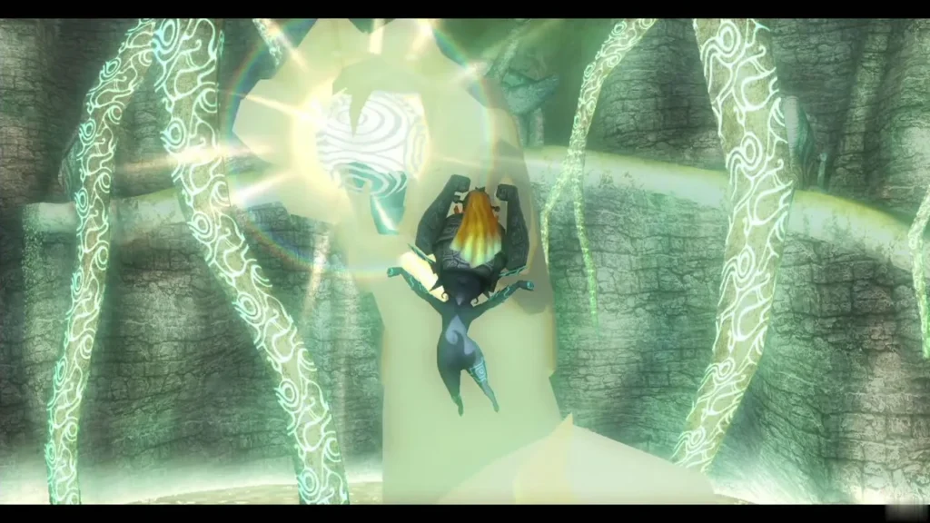 Midna falling limp in a column of light in the Twilight Midna falling limp in a column of light in the Twilight