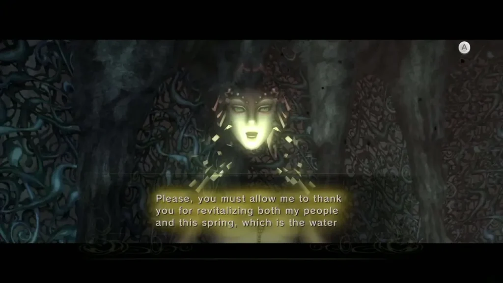 Queen Rutela's spirit thanking Link for reviving her people and the spring Queen Rutela's spirit thanking Link for reviving her people and the spring