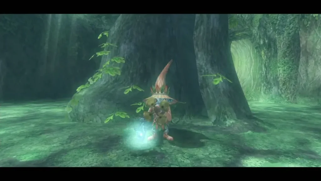 Skull Kid casting a glowing spell among the roots in the Sacred Grove Skull Kid casting a glowing spell among the roots in the Sacred Grove