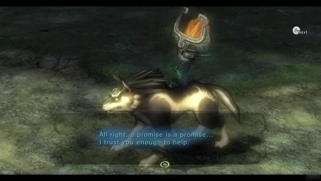 Midna riding Wolf Link with his sword and shield put away Midna riding Wolf Link with his sword and shield put away