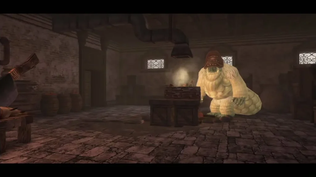 Yeto kneeling at the stove in the Snowpeak Ruins kitchen Yeto kneeling at the stove in the Snowpeak Ruins kitchen