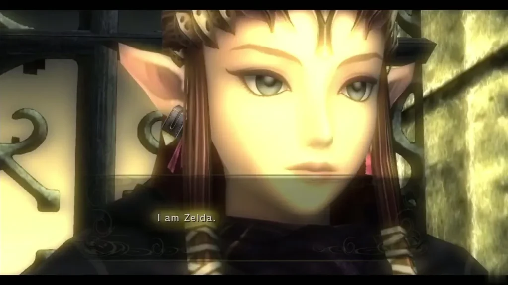 Close-up of Zelda with her hood down in the castle tower Close-up of Zelda with her hood down in the castle tower