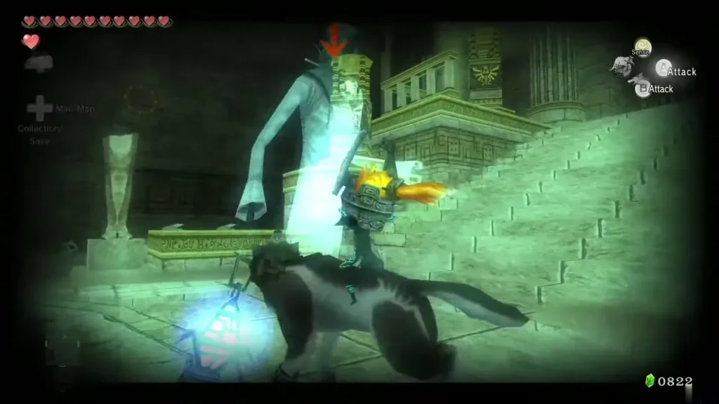 Wolf Link attacking a Poe at the foot of the Arbiter's Grounds stairs Wolf Link attacking a Poe at the foot of the Arbiter's Grounds stairs