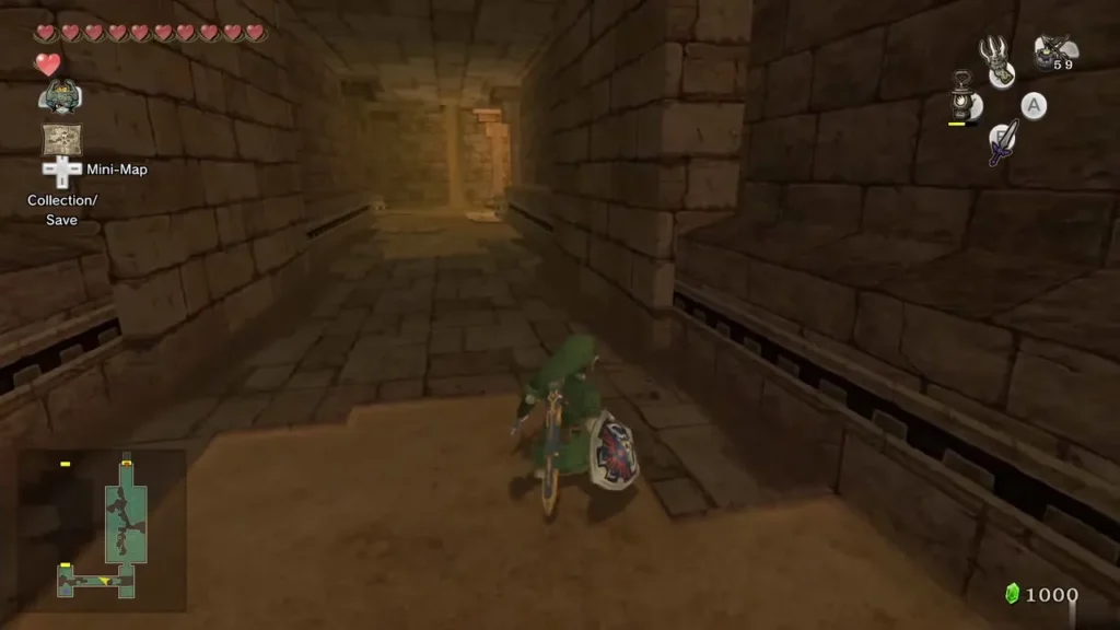 Link running across a quicksand corridor in the Arbiter's Grounds Link running across a quicksand corridor in the Arbiter's Grounds