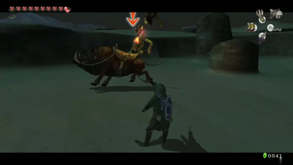 A Bulblin rider on a Bullbo targeted by Link in Hyrule Field at night A Bulblin rider on a Bullbo targeted by Link in Hyrule Field at night