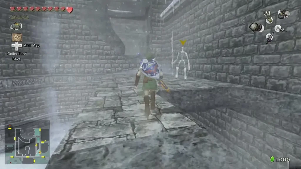 A Chilfos standing at the end of a snowy stone corridor in the Snowpeak Ruins A Chilfos standing at the end of a snowy stone corridor in the Snowpeak Ruins