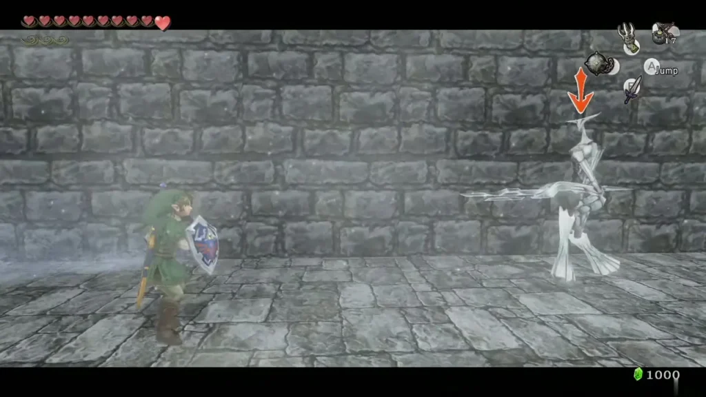 A Chilfos with a spear raised against a stone wall in the Snowpeak Ruins A Chilfos with a spear raised against a stone wall in the Snowpeak Ruins