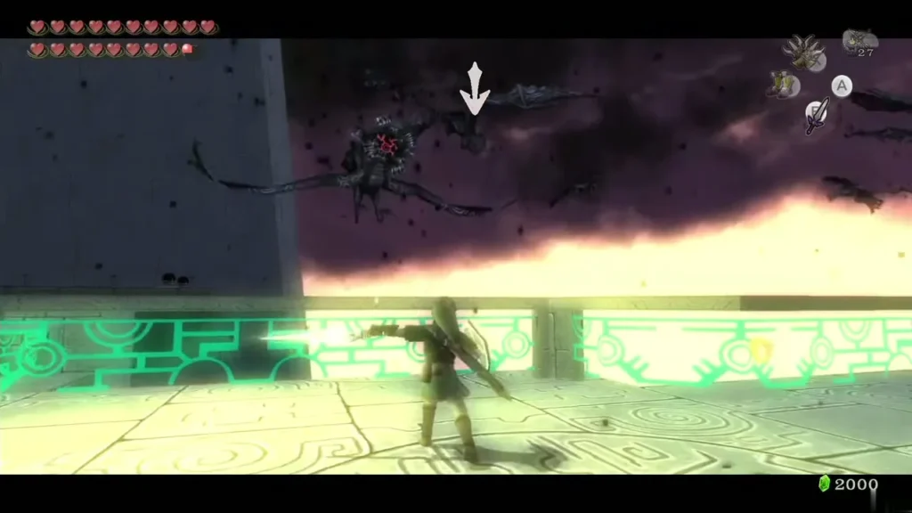 Shadow Kargarok flying above a green-carved balcony Shadow Kargarok flying above a green-carved balcony