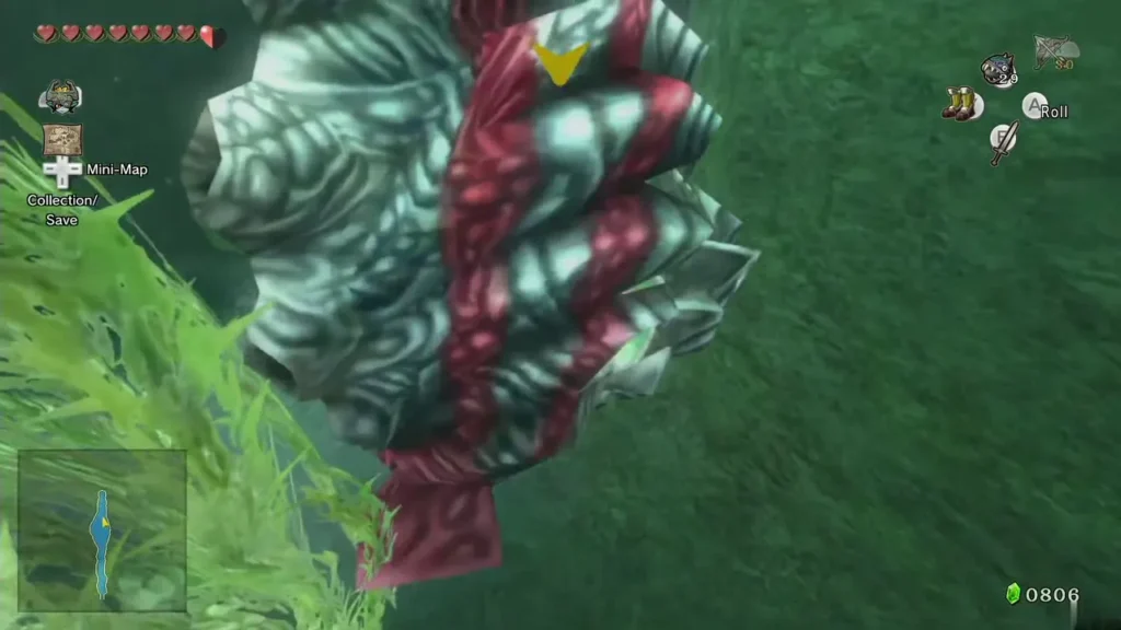 Giant striped shellfish with its shell closed beside green coral Giant striped shellfish with its shell closed beside green coral