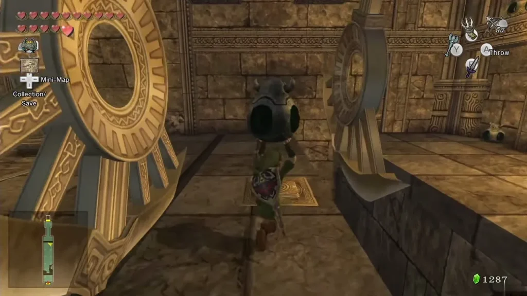 Link passing between two giant gears in the Temple of Time Link passing between two giant gears in the Temple of Time