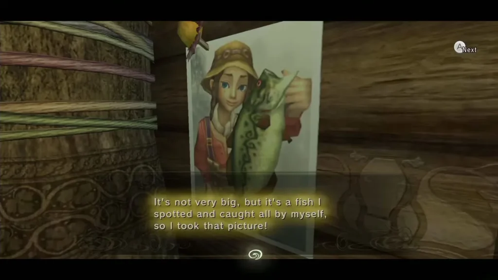 A photo in Hena's hut of an angler in a hat holding up a big bass A photo in Hena's hut of an angler in a hat holding up a big bass