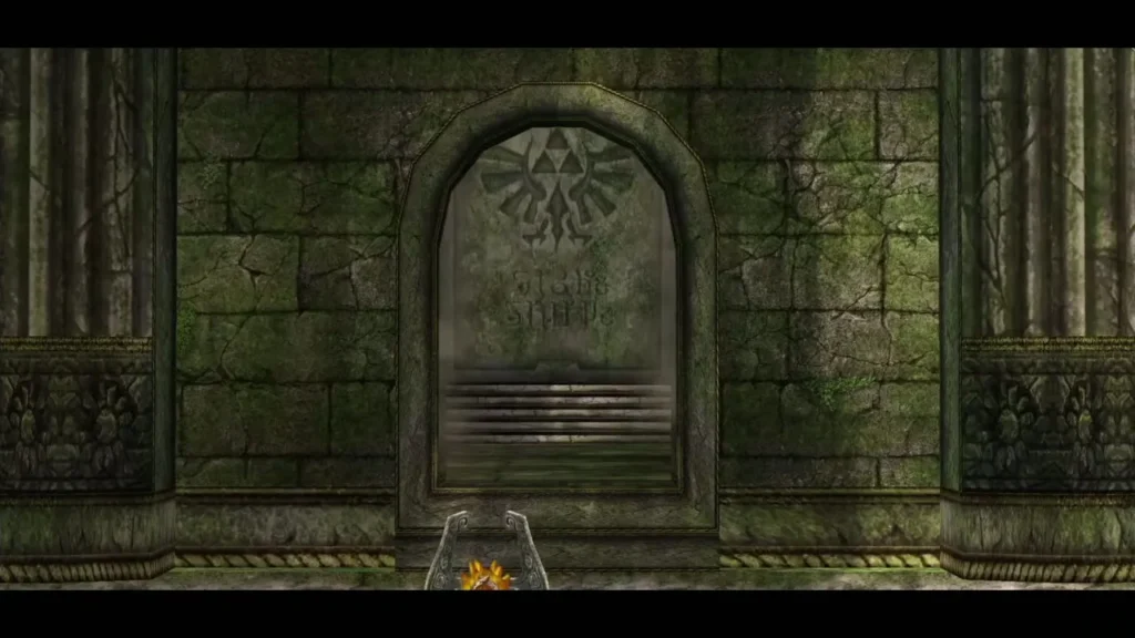 The Sacred Grove gate with its shutters rising after the puzzle is solved The Sacred Grove gate with its shutters rising after the puzzle is solved