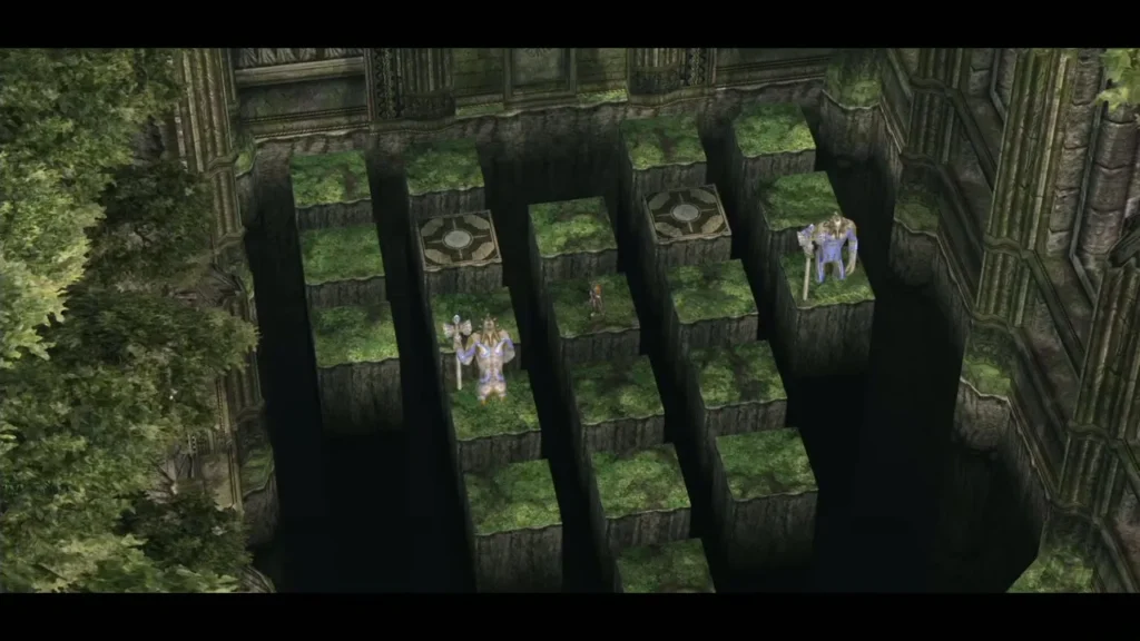 Overhead view of the guardians shifted toward opposite sides of the grid Overhead view of the guardians shifted toward opposite sides of the grid
